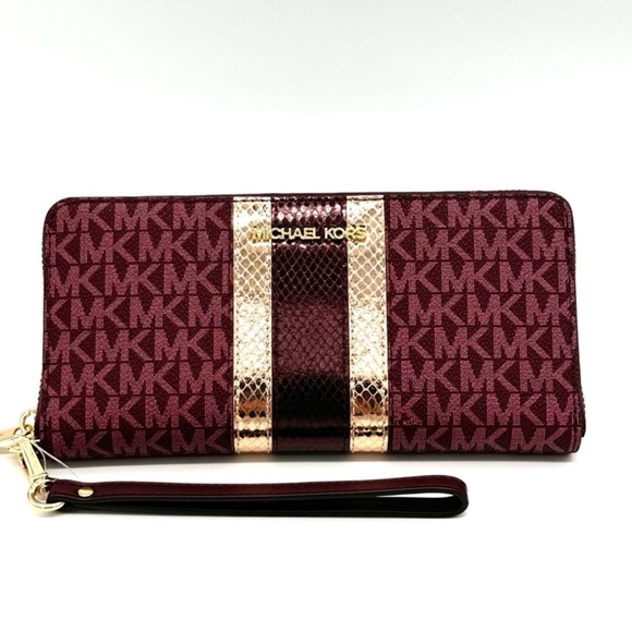 Michael Kors Large Continental Wallet Wristlet Ox Blood Multi - Picture 2 of 10